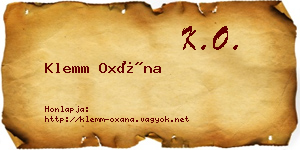 Klemm Oxána névjegykártya